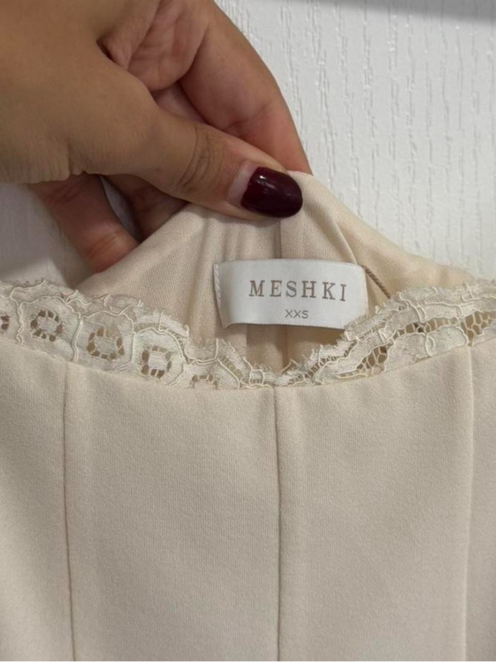 Meshki Cream Strapless Slip Maxi Dress with Lace Trim - Picture 4 of 4
